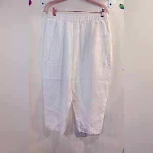 Flax Linen pants Sz L stretchy‎ waist